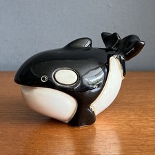 Vintage Artesania Rinconada Pottery Orca Killer Whale Retired Figurine Signed