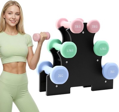 Neopren Hanteln Set mit Ständer, Handgewichte für Damen Herren Arm Pilates Set