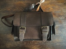 Large Saddle Satchel Thick Brown Leather Shoulder Bag Heavy Duty Mens Messenger