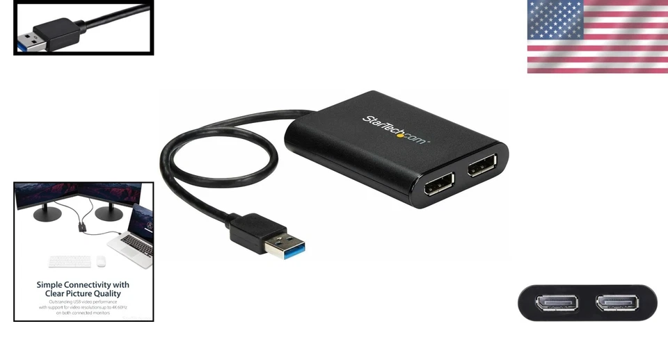 4K USB to Dual DisplayPort Adapter for Mac & PC - Extended Display Solutions - Image 2 of 4