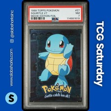 1999 TOPPS POKEMON THE FIRST MOVIE ED FOIL #E7 SQUIRTLE #7 BLUE LOGO PSA 7