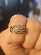 Stunning Djoy Sterling Silver Double Halo Diamond/Moissanite Accent Ring size M