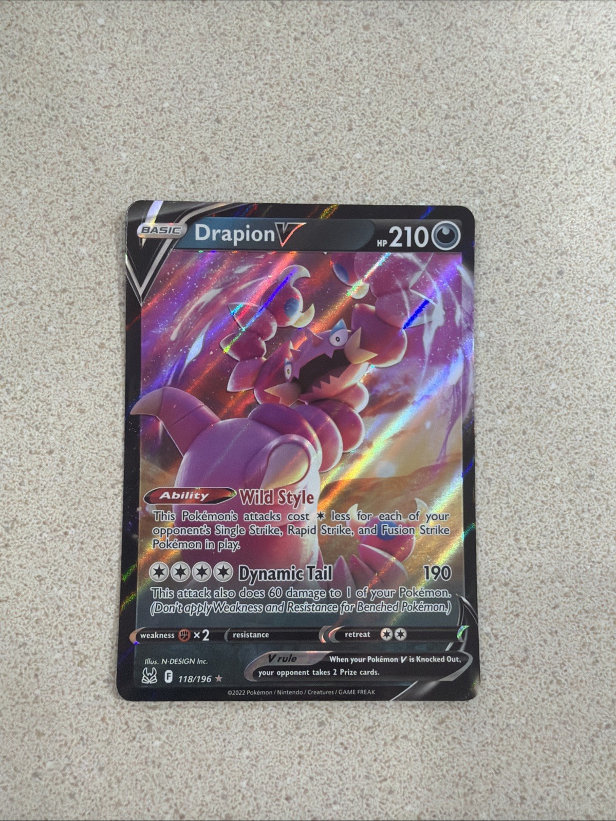 Drapion V 118/196 Swsh11: Lost Origin Holo Pokemon TCG