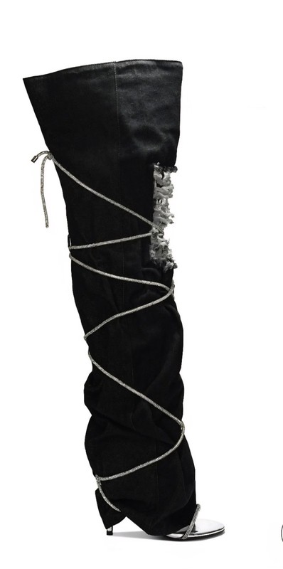 NOBU BLACK THIGH HIGH, Cape Robbin, Stiletto,  Black/Silver, Women Sz. 8.5! NEW!