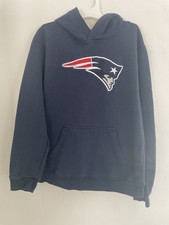 NFL Team Apparel Youth New England Patriots Logo Cozy Pullover Hoodie Navy 14/16
