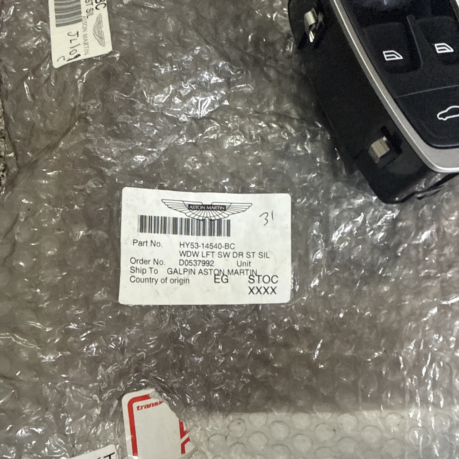 For ASTON MARTIN DB11/Vantage4.0/DBS Front Left Door Window Switch HY53-14540-BC