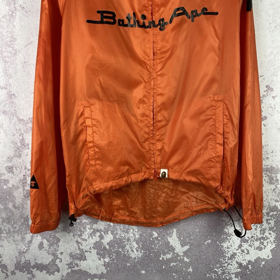 Vintage Bape Bathing Ape Windbreaker Jacket Men’s Y2K Orange Big Logo Size S - Image 3 of 4