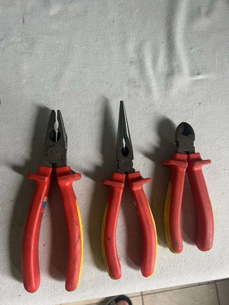 KINCROME 3 PCE VDE 1000V Insulated Plier Set Comfortable Grip CRV Heads K4009