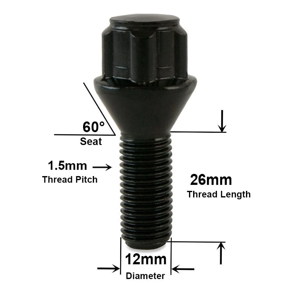 Black Locking Wheel Nuts Bolts for Vauxhall Alloys - Image 3 of 4