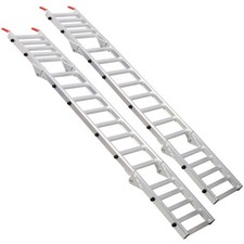 Silver 1400LB Aluminum Ramp Pair 2in1 Tailgate Extender ATV Mower Motorcycle