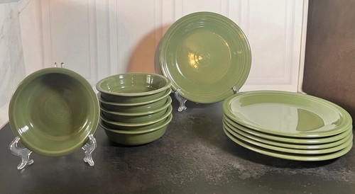 Fiestaware Sage Green Set Of 12, 6 Dinner Plates 10.5” 6 Bowls 19oz Retired