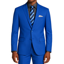 VINCI Men's Royal Blue 2-Button Slim Fit Suit - NEW