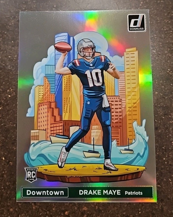 Jumbo Oversized DRAKE MAYE Downtown 2024 Panini Donruss #13 Rookie RC! Patriots