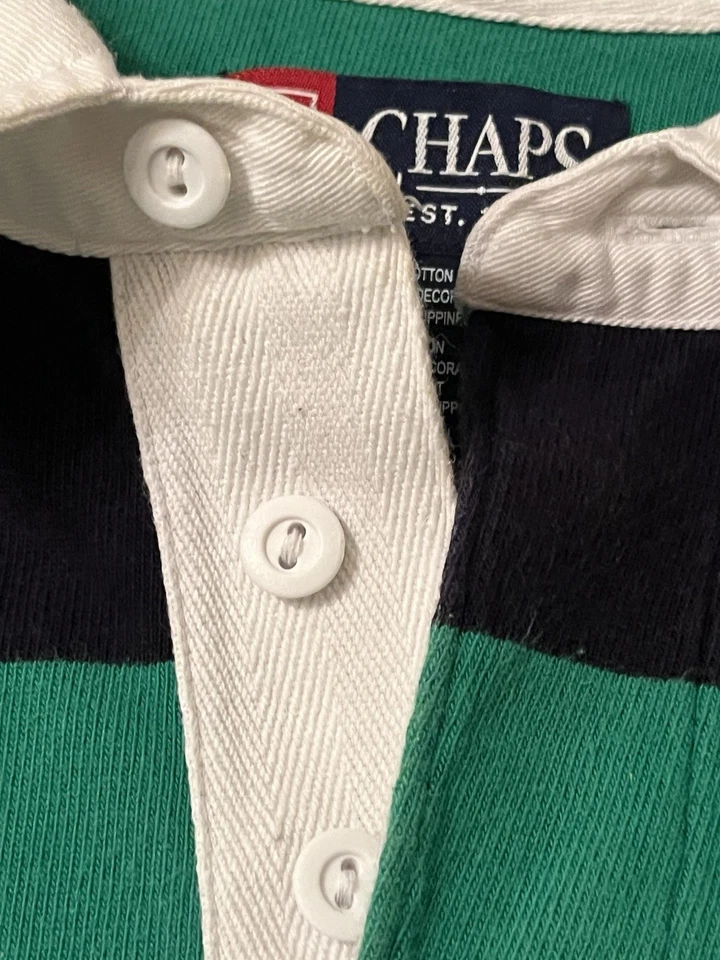 Camisa de Rugby Chaps Para Mujer XL Azul/Verde Estilo Años 90 Manga Larga Preppy Informal Foto 2 de 4