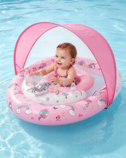 ZOOMSNAIL Baby Pool Float, Inflatable Kids Pool Floats with with Canopy UPF50 S