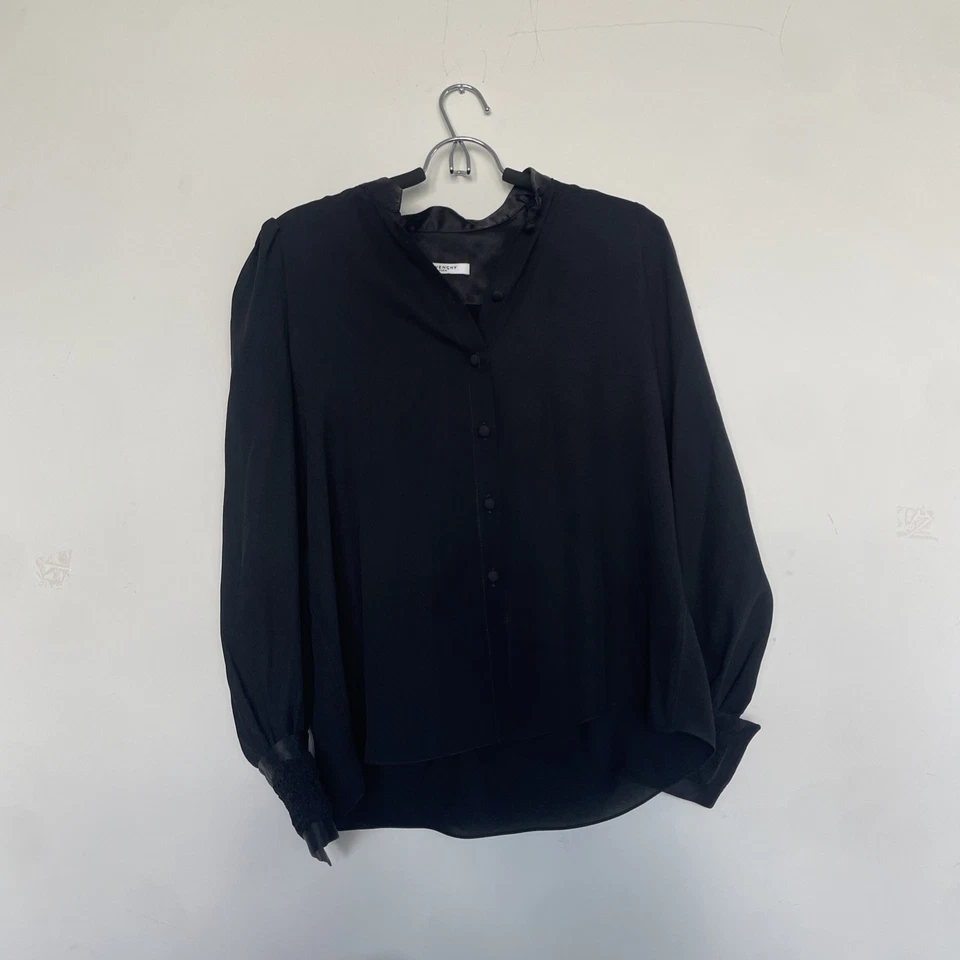 Blusa de seda negra Givenchy con hermoso detalle talla 40 mujer Foto 4 de 4
