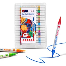96 Colors Brush Acrylic Marker Set Dual Colors Art Marker Pens for Painting D...