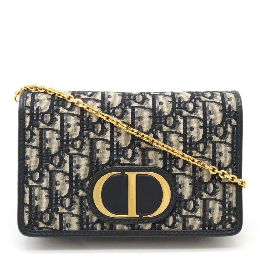 Christian Dior Oblique Jacquard 30 Montaigne 2 Voies Sac Bandoulière Ceinture Marine Auth