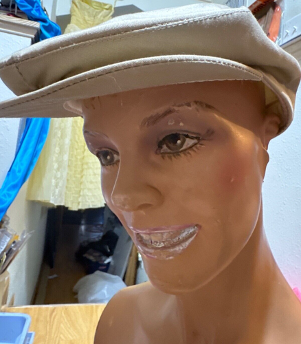 United Hatters Millinery Union USA 7 1/4 - 7 3/8 berretto da newsboy tessuto beige GRANDE - Foto 2 di 11