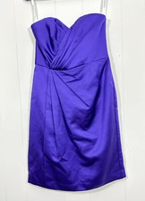 NWT DAVIDS BRIDAL womens Purple Satin Strapless mini Sheath Dress Size 2