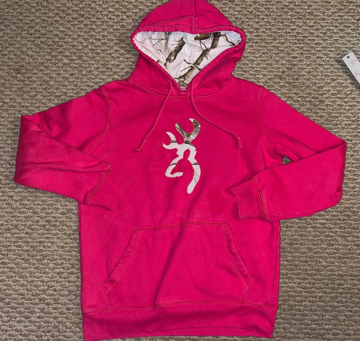 Nice Browning For Her Pink Hunters Logo Hoodie Sweatshirt Womens Sz S M