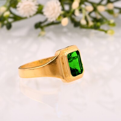 天然エメラルドリング 925 emerald ring gold Lab Created Emerald AAA Quality Ring 925 Sterling Silver Gold