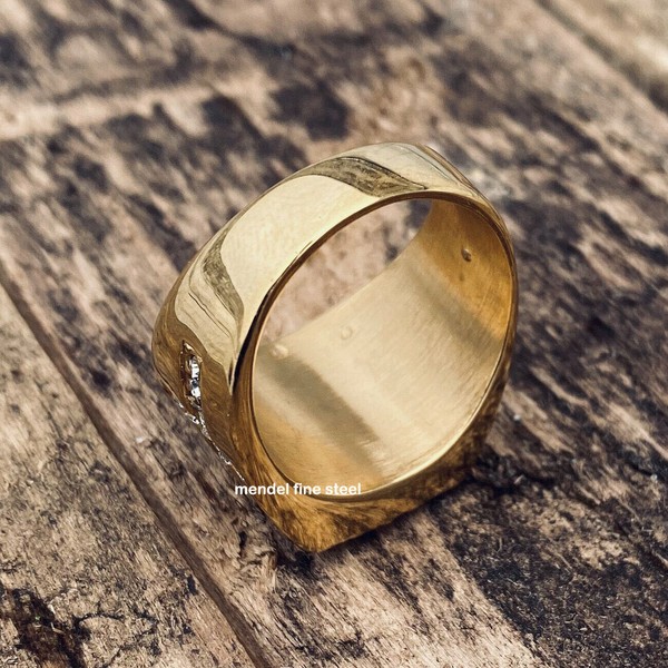 Alternate view of Mendel Mens Gold Plated Jesus Cross Crucifix Ring Size 8-15