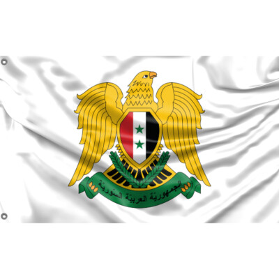 Syrien National Emblem Flagge einzigartiges Design, 3x5 Fuß / 90x150 cm Größe, EU Made