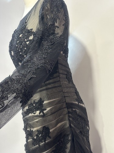 Dylan Queen Sheath/Column Lace Applique, black &beige Lace Elastic Woven Satin M - Picture 22 of 24