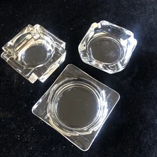 Vintage 1 HEAVY Glass Cigar Ashtray MID CENTURY MODERN Clear ICE 2 Unique Style