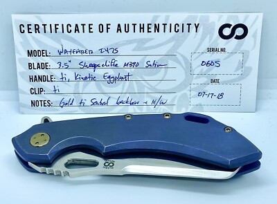 Olamic Cutlery Wayfarer 247 M390 Satin Sheepscliffe Kinetic Eggplant Stonewashed
