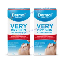 2 x Dermal Therapy Very Dry Skin Cleansing Bar 100g Hydrates and Soften in 1 Day
