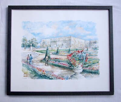 Watercolor painting, signed Legai, titled: Versailles Le parterre du midi