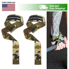 Victor Fitness VFWSGC 24" Padded Weight Lifting Training Gym Straps Green Camo