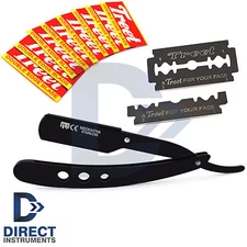 3 Hole Design/H Barber Classic Hair Shaving Razor Men's Cut Throat + 10 Blades