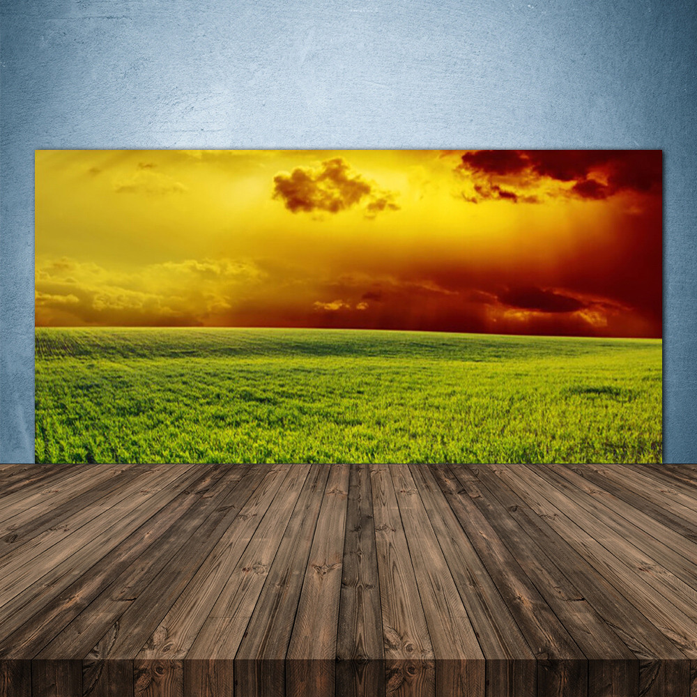 Crédence en verre trempé de 140x70 cm grand paysage de campagne