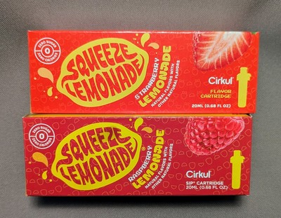 2ct Cirkul Sip Cartridges SQUEEZE LEMONADE STRAWBERRY & RASPBERRY Refills SEALED