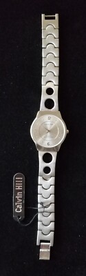 Men's NWT Calvin Hill Silver Tone Watch Link Band 8.75'' Max Size New Battery