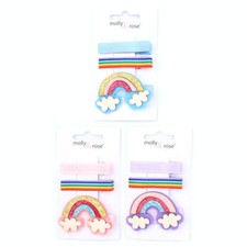 *UK* Set Of Three  assorted  card Rainbow Sparkly  Hair Clips 5cm Long Pin New