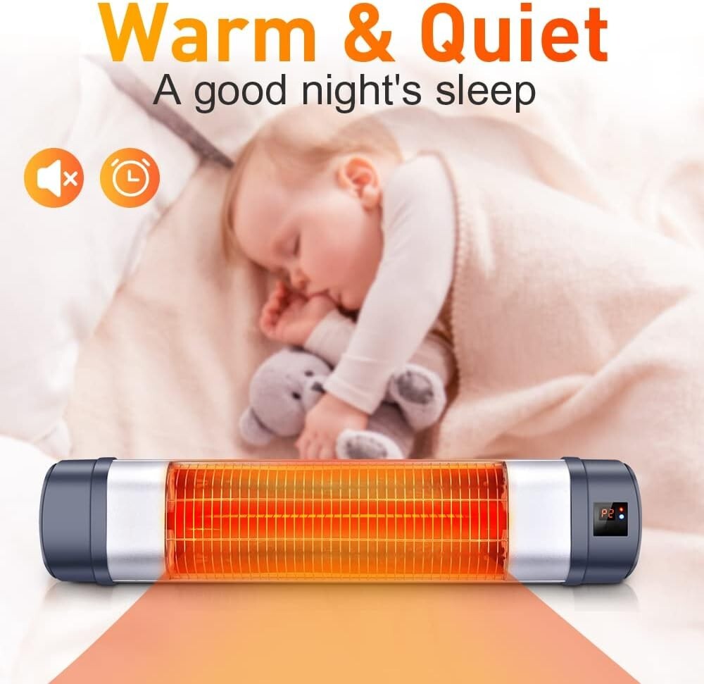TRUSTECH-PHF-1500R Quiet Waterproof Wall Mounted 1500W Electric Heater w/  Remote | eBay