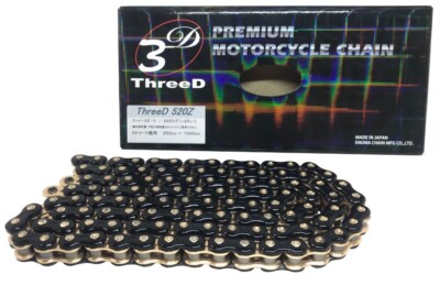 EK ThreeD 520Z SUPER SPORT Sealed QX2-Ring Chain Black/Gold 100 Links Japan New