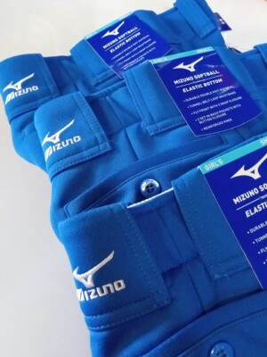 NEW Mizuno SOFTBALL GIRL'S SMALL ROYAL BLUE Performance Pants Elastic Bottom NWT