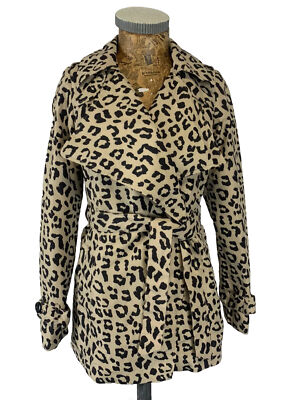 VERO MODA TRENCHCOAT MAC JACKE XS BEIGE SCHWARZ Leopard leicht kurz