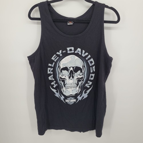 Harley Davidson mens large black gray sleeveless tank skull graphic beach house - Picture 9 of 9