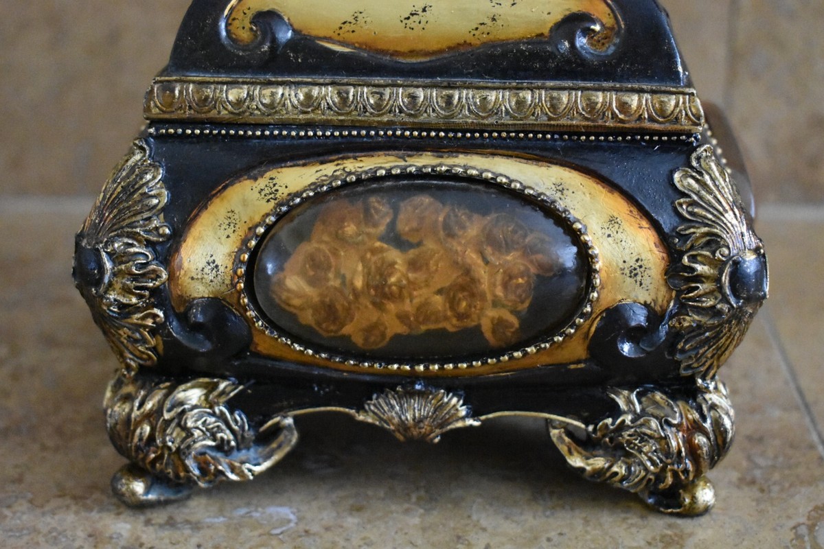 Ornate antique Vintage Resin Jewelry Box Trinket Box 18th mid