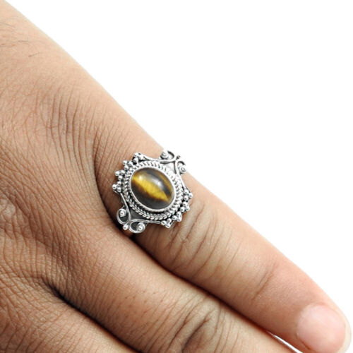 Sólido 925 Plata de Ley Gema Natural Aspecto Antiguo Artesano Hecho Anillos - Imagen 31 de 36