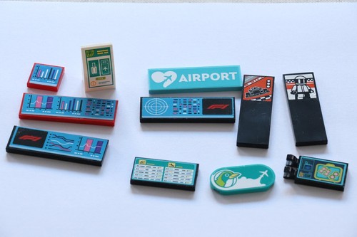 LEGO® Used Tiles with Stickers Airport Racing Cars Computer Screens - Picture 10 of 10
