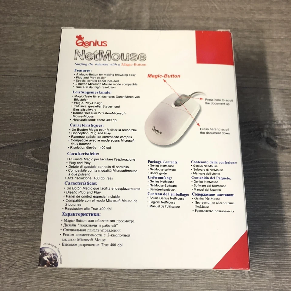 Vintage New In Box Genius NetMouse Wired Mouse Magic Button MD-6 Pin PS/2 Port - Image 2 of 4