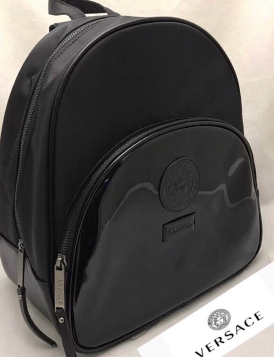 Versace Black Men\'s Backpack with Medusa Badge and Silver Hardware $_12.JPG?set_id=880000500F main image 2