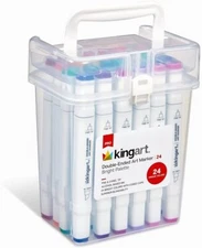 KINGART, Bright Color Palette, Chisel & Fine Tip, Alcohol-Based Ink